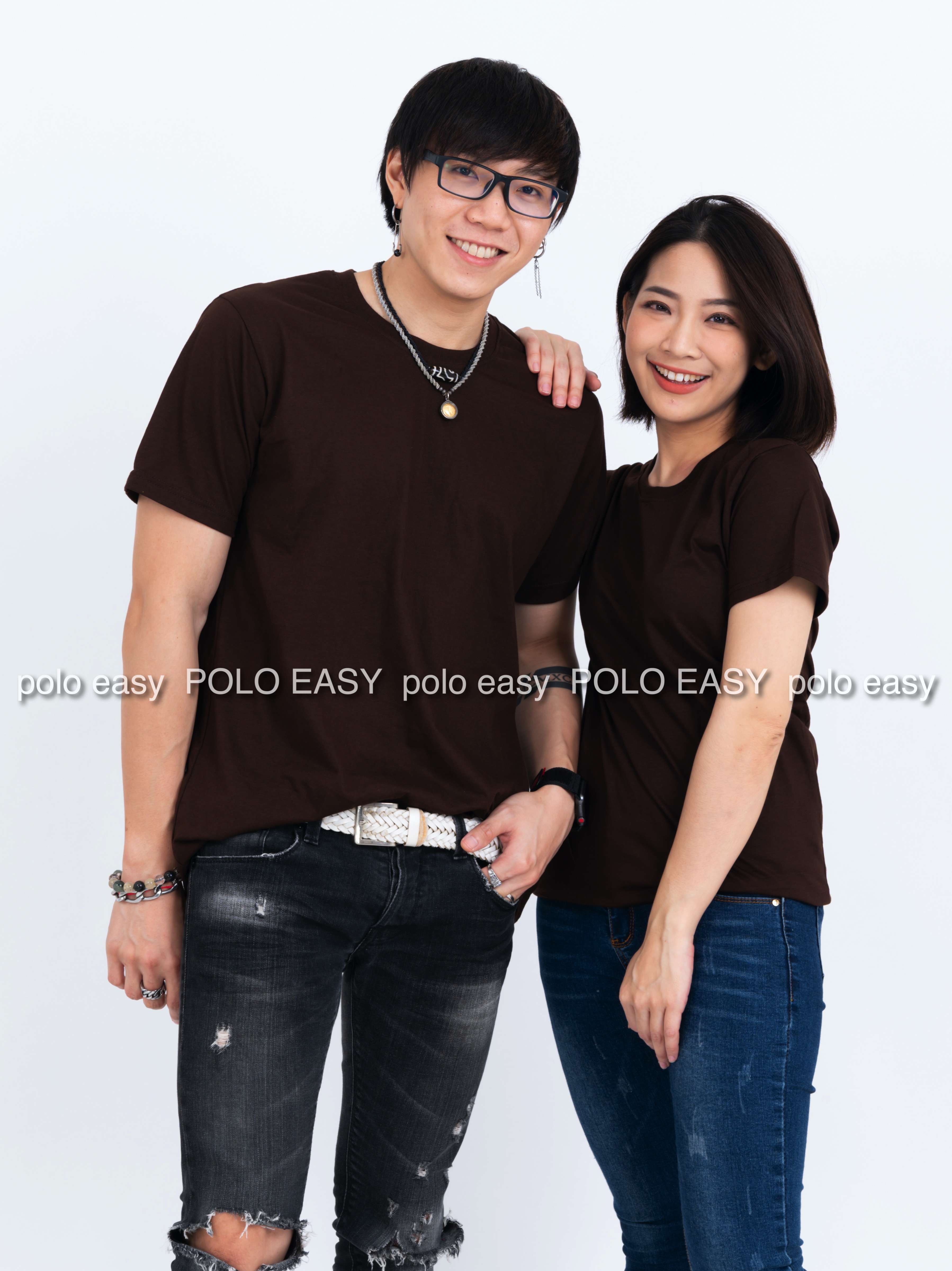 3XL เสื้อยืด สีน้ำตาล คอกลม แขนสั้น Size 3XL