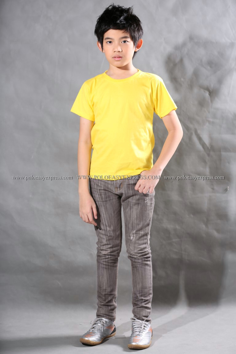 เสื้อยืดเด็ก สีเหลือง คอกลม แขนสั้น Size M
