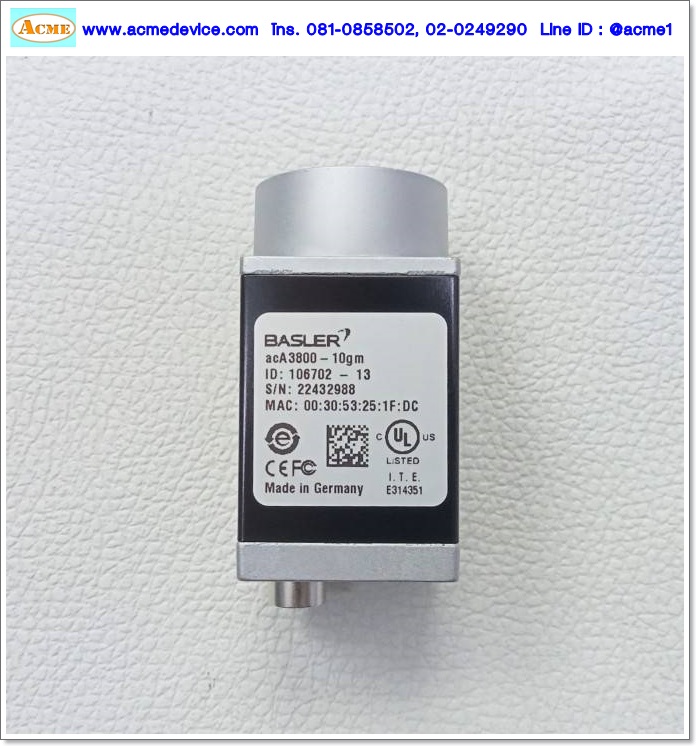 Camera Basler รุ่น acA3800-10gm, Mono, Resolution 10 MP, 3840 px x 2748 px, Sensor MT9J003, C Mount