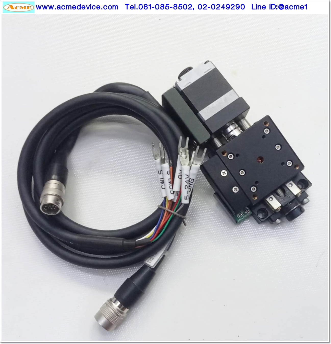 แกนสําเร็จรูป Worm gear Suruga Seiki รุ่น KGW04060-L, Motorized 1 Axis Goniometer Stage, Sensor 5-24Vdc, + - 6 degree, ขนาด 40x40mm & Vexta Motor & cable D214-2-2EK