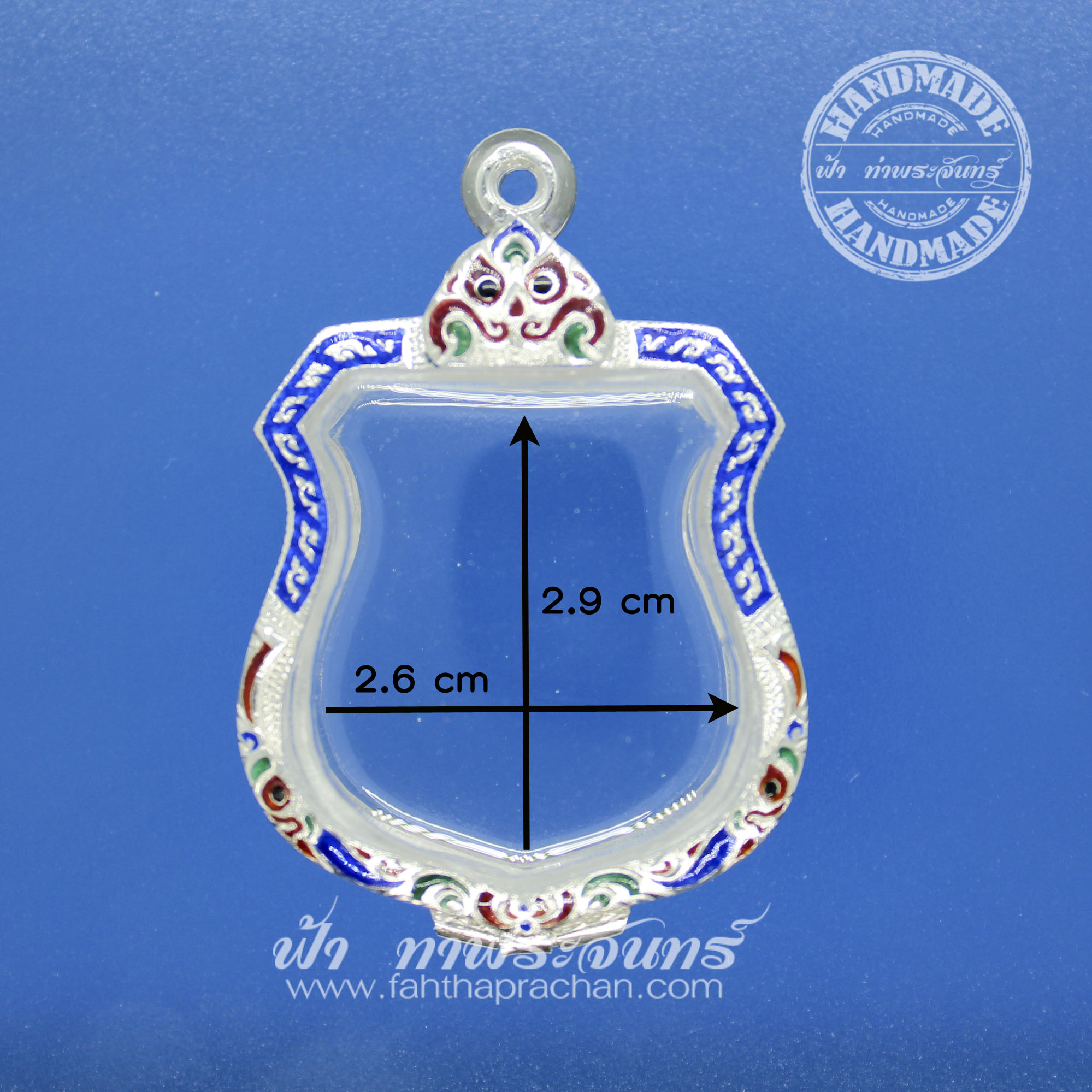 ตลับร.9 6 รอบ เงินแกะลาย ลงยา 92.5%