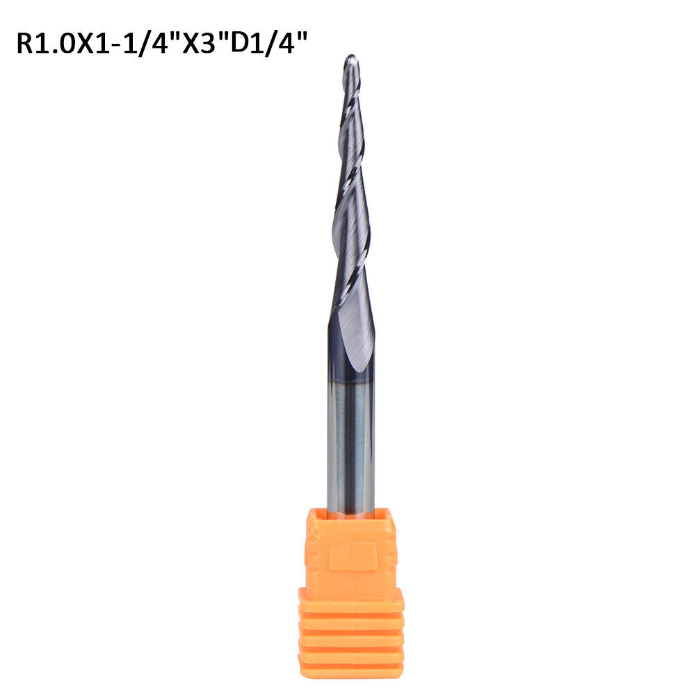 R1.0x20.5xD4x50 mm Tapered ball nose end mill TiAlN Carbide coat