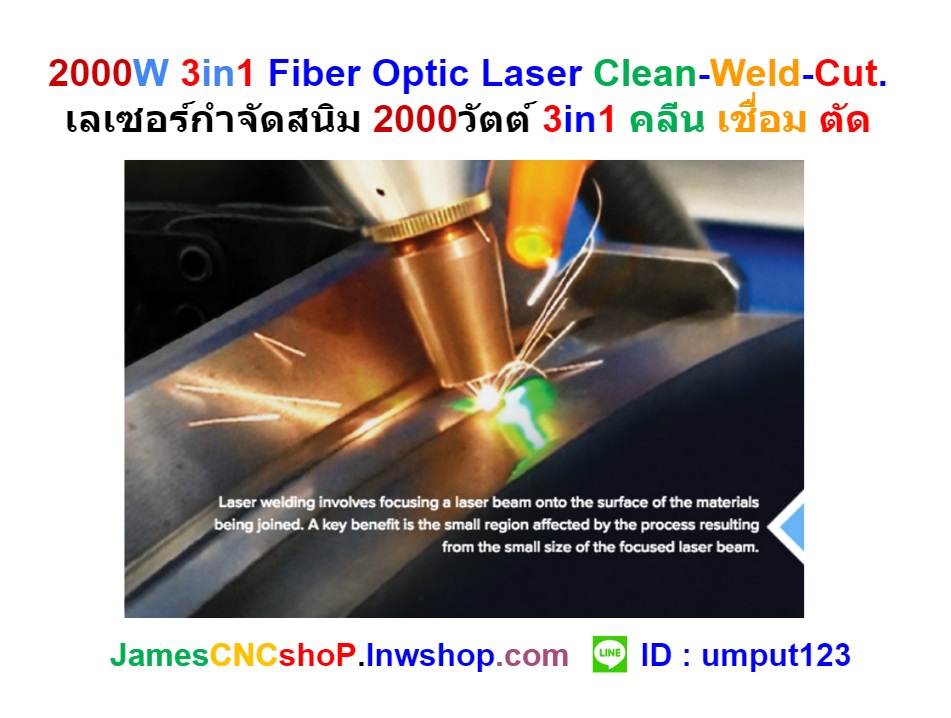 2000W 3in1 Fiber Optic Laser Clean-Weld-Cut. เลเซอร์กำจัดสนิม 2000วัตต์ 3in1 คลีน เชื่อม ตัด