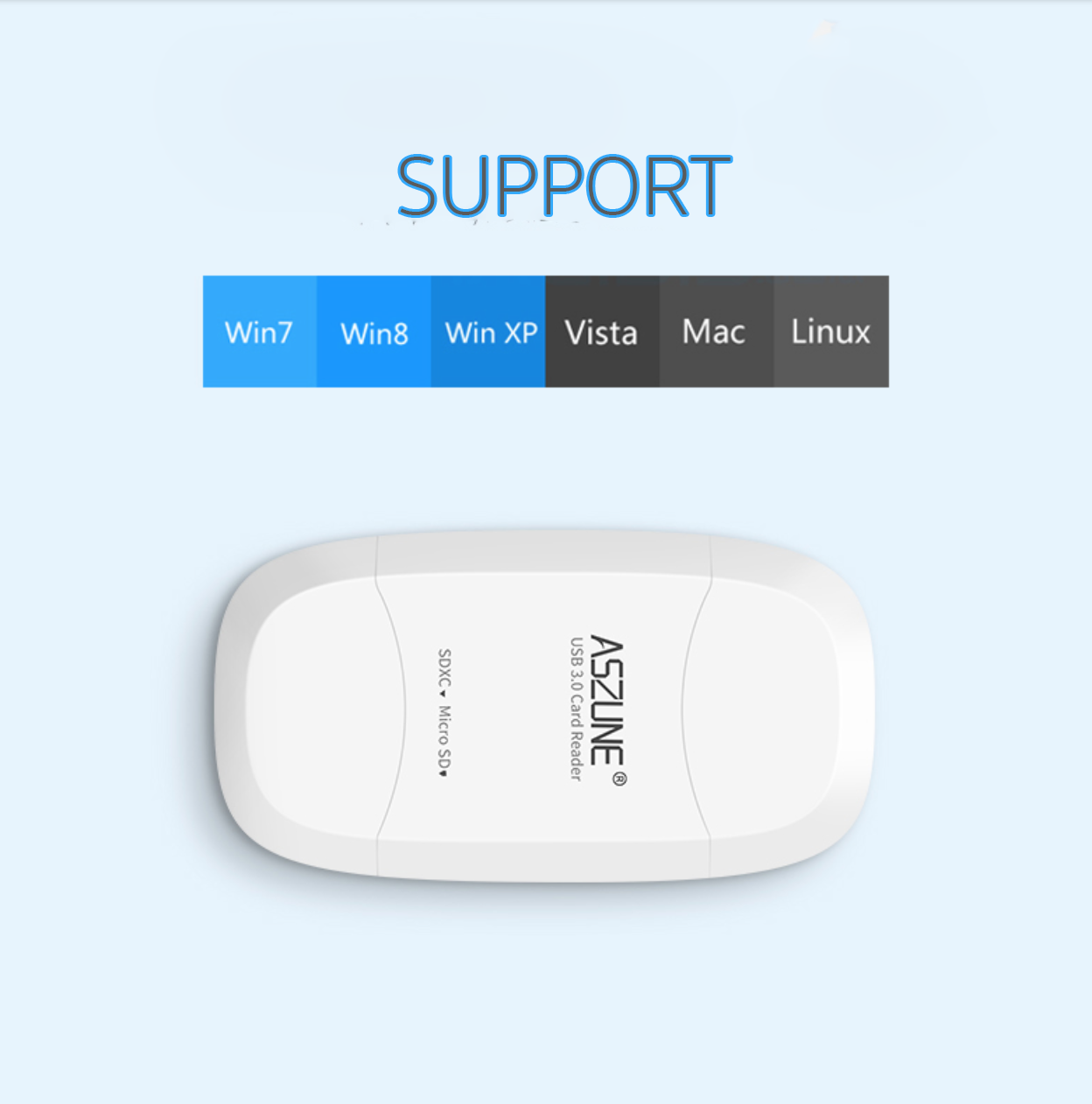 ASZUNE USB3.0 SD CARD READER ถ่ายโอนข้อมูลการ์ดรวดเร็ว ราคาถูก