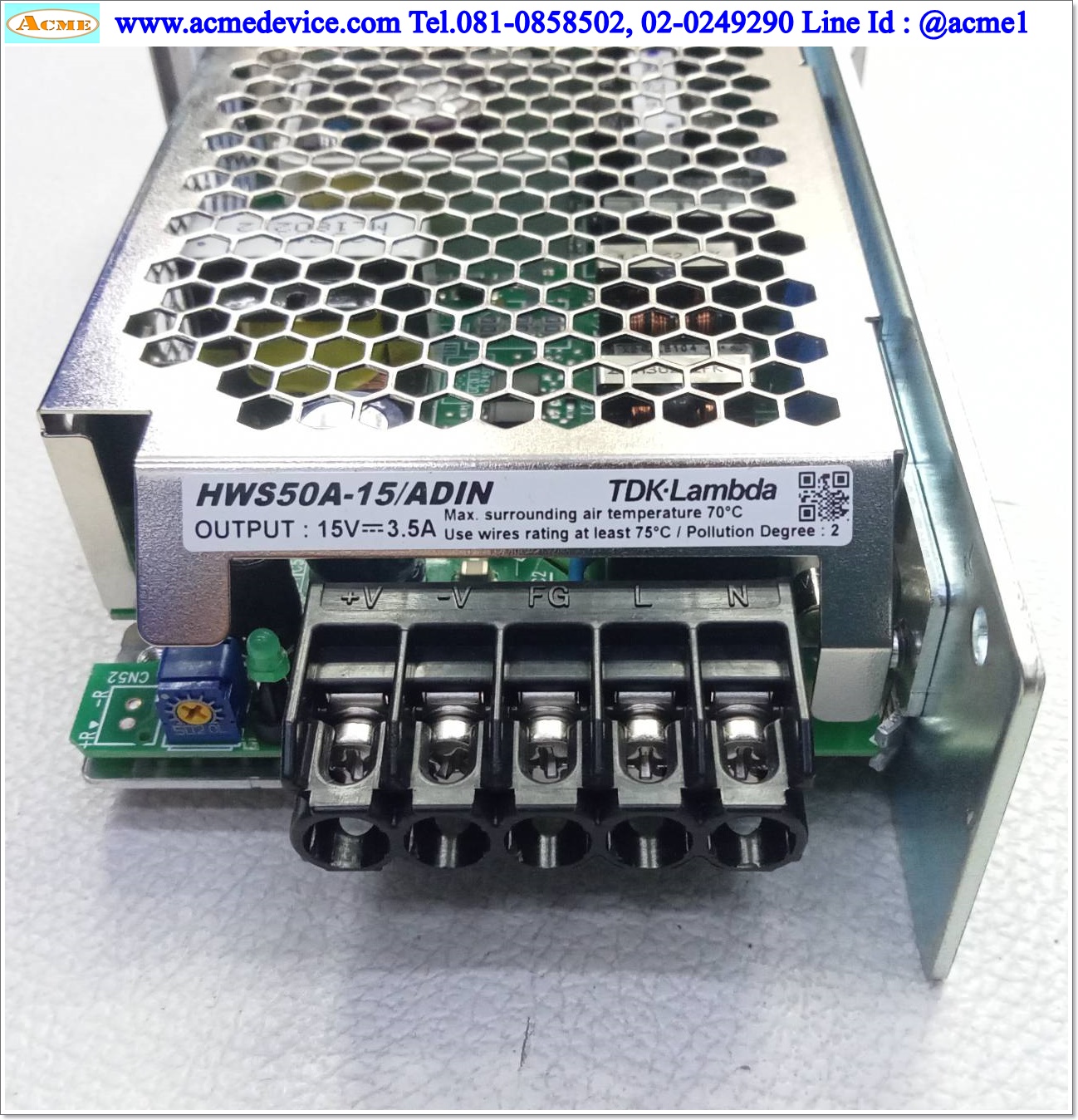 Power Supply TDK รุ่น HWS50A-15/ADIN, Output 15V, 3.5A, 50W