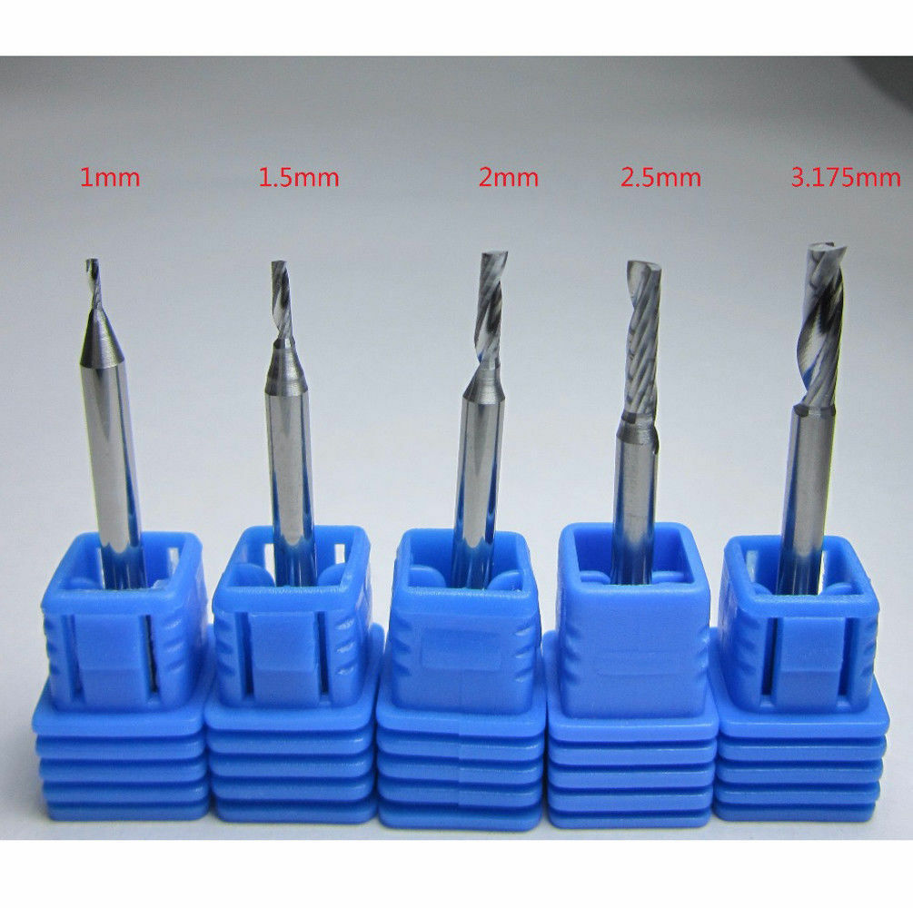Tungsten Carbide single Flute End Mill CNC set 1.0mm 1.5mm 2.0mm 2.5mm 3.175mm