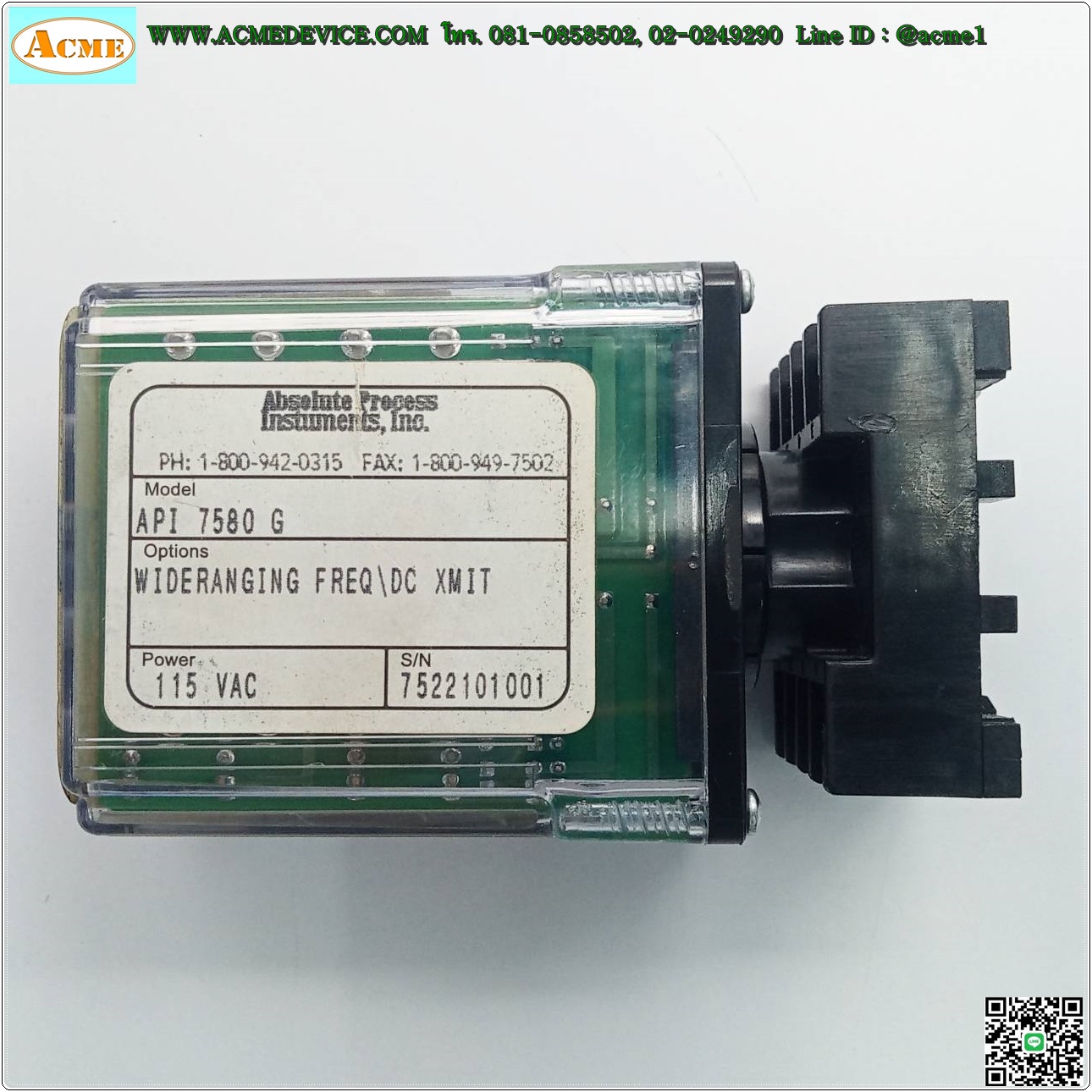 Transmitter Absolute Process รุ่น API 7580 G, Frequency to DC, Input: 0-100 Hz to 0-30 kHz, Output: 0-1 V to 0-10 VDC, ±5 VDC, ±10 VDC, 0-2 mA to 20 mADC, Power input 115 VAC