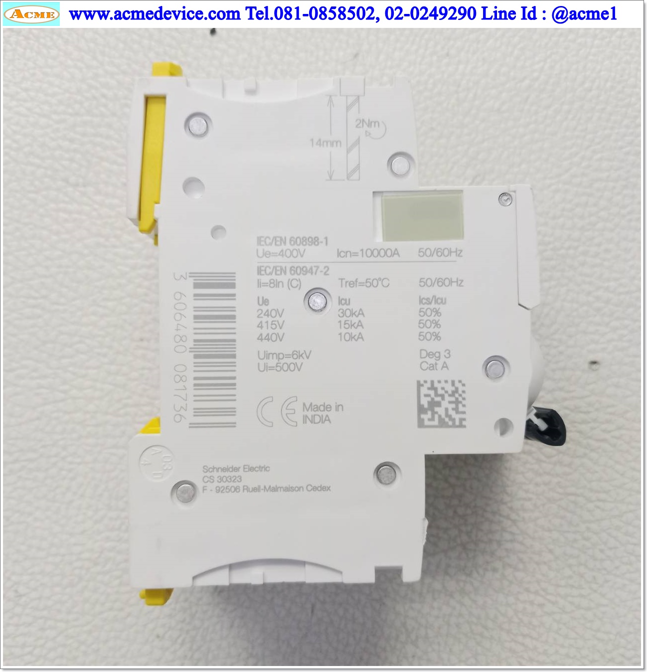 Breaker 2P Schneider รุ่น iC60H C 25A, 25A