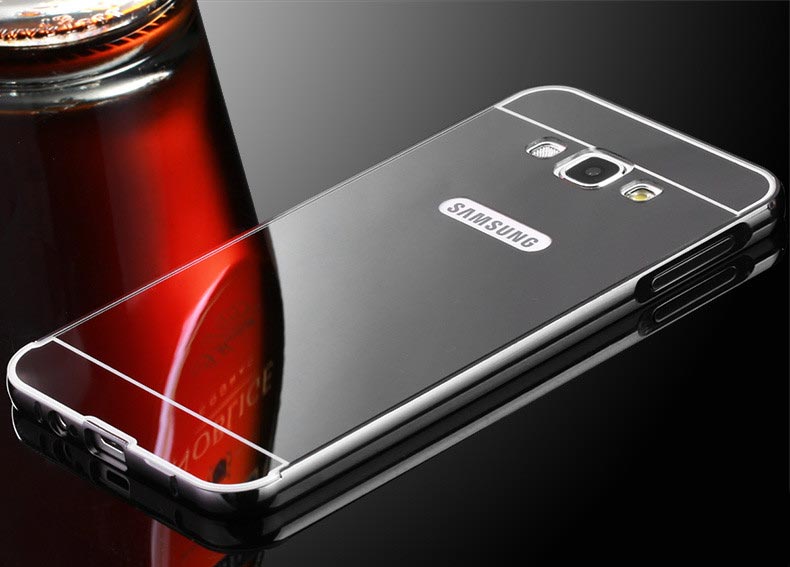 เคส A8 A8000 กรอบอลูมิเนียม+ฝาหลังอะคริลิค สะท้อน (สีทอง/เงิน/ดำ/ชมพู)