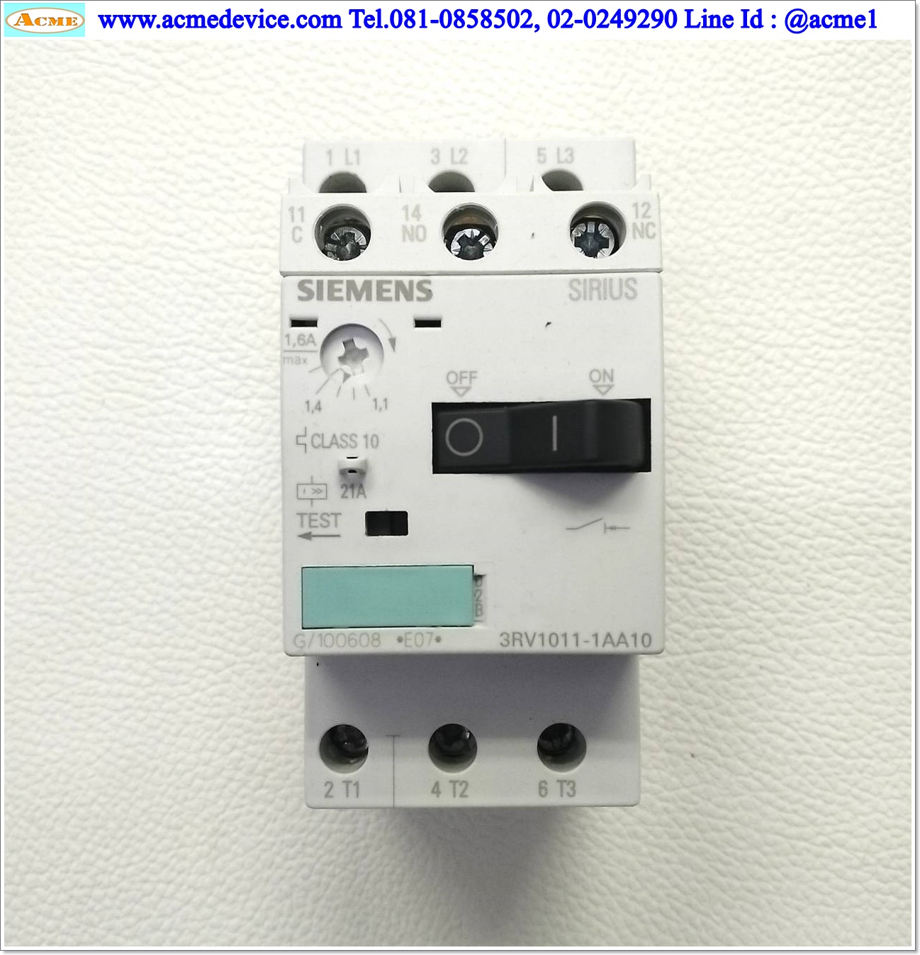 Motor Circuit Breaker SIEMENS รุ่น 3RV1011-1AA10 + 3RV1901-1D, 1.6A