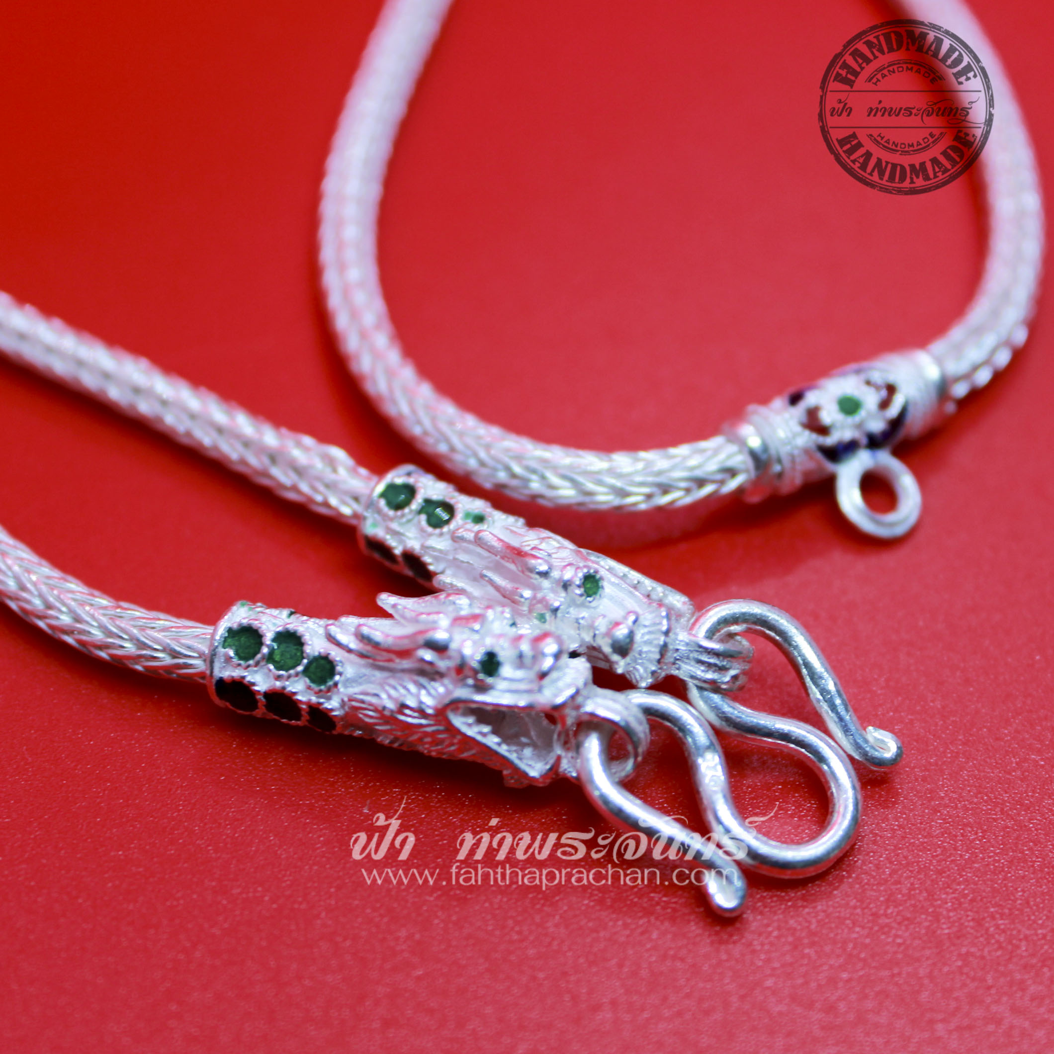 สร้อยคอเงินแท้ 92.5 หัวมังกร แบบมีห่วงหลัง