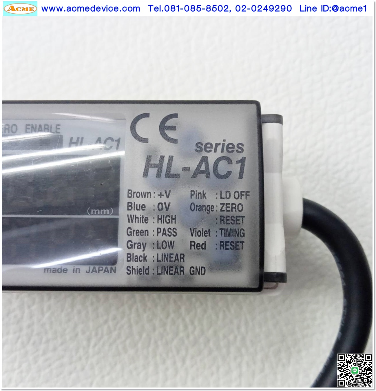 Laser Panasonic รุ่น HL-AC1, NPN, Analog out Current/Voltage & Head รุ่น HL-T1010AP +HL-T1010AD, Sensing range 500mm, Sensing width 10mm