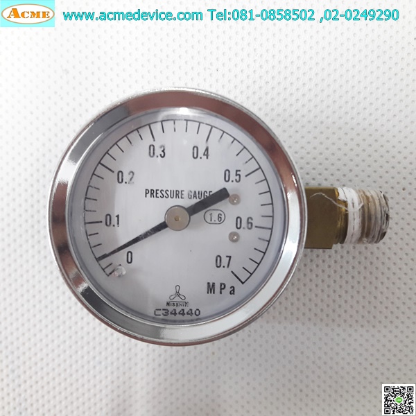 Pressure Gauge Nisshin, C34440, 0-0.7 MPa
