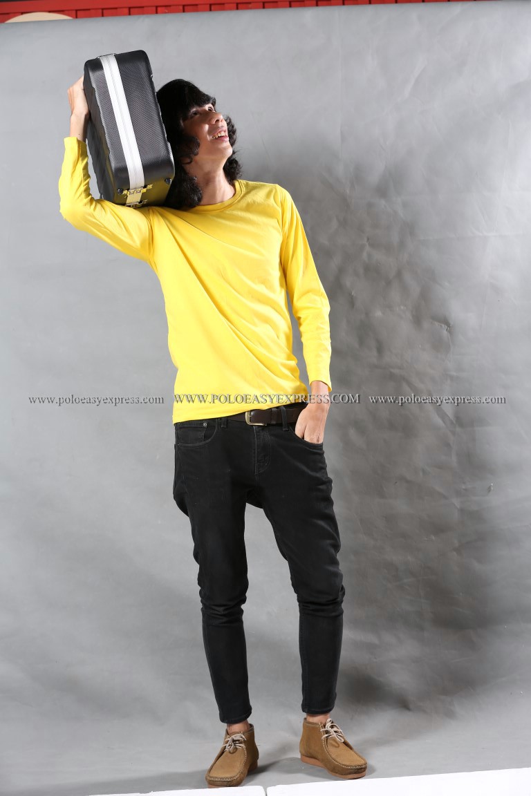 เสื้อยืด สีเหลือง คอกลม แขนยาว Size 2XL
