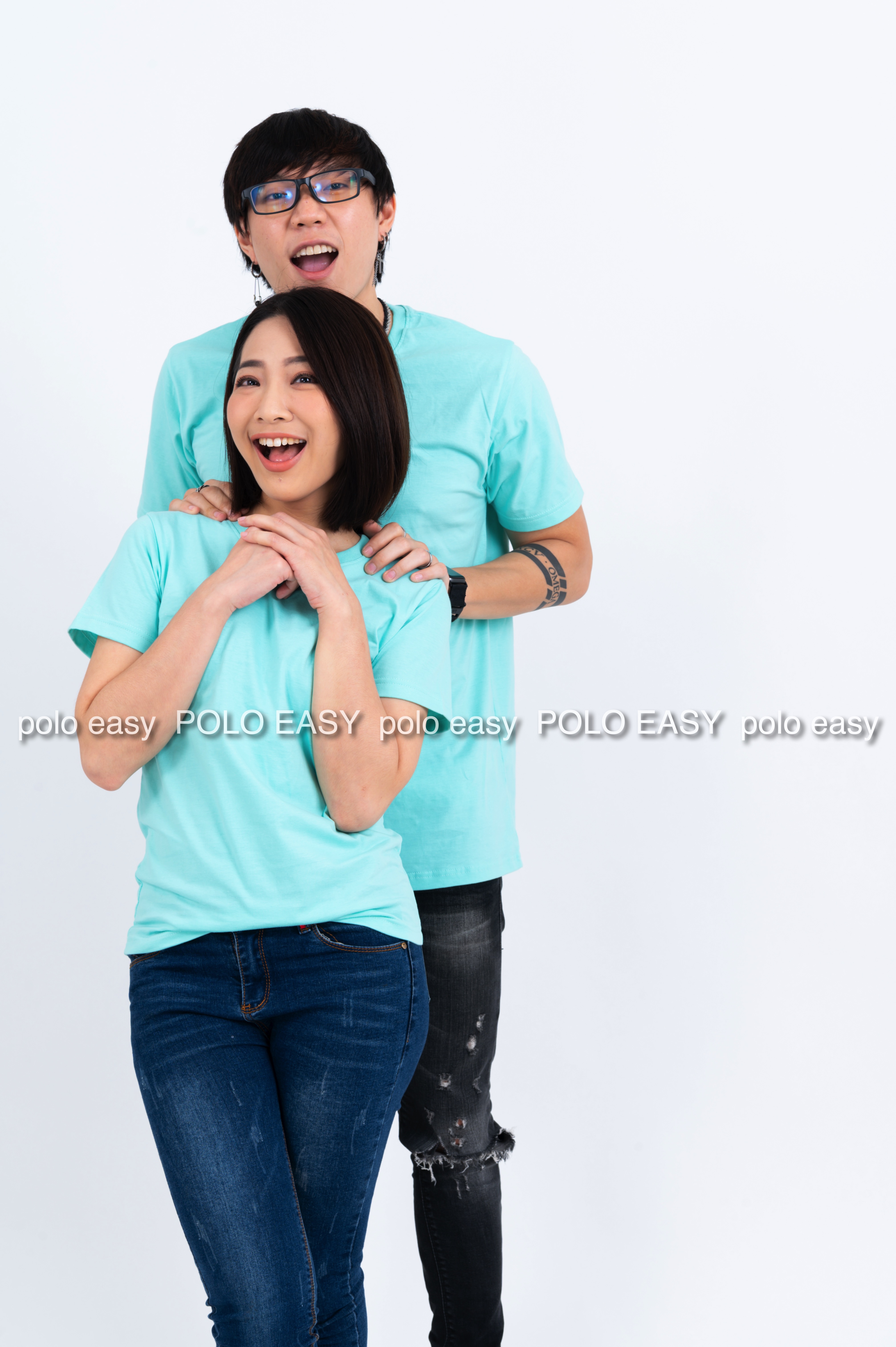 XL เสื้อยืด สีเขียวพาสเทล คอกลม แขนสั้น Size XL