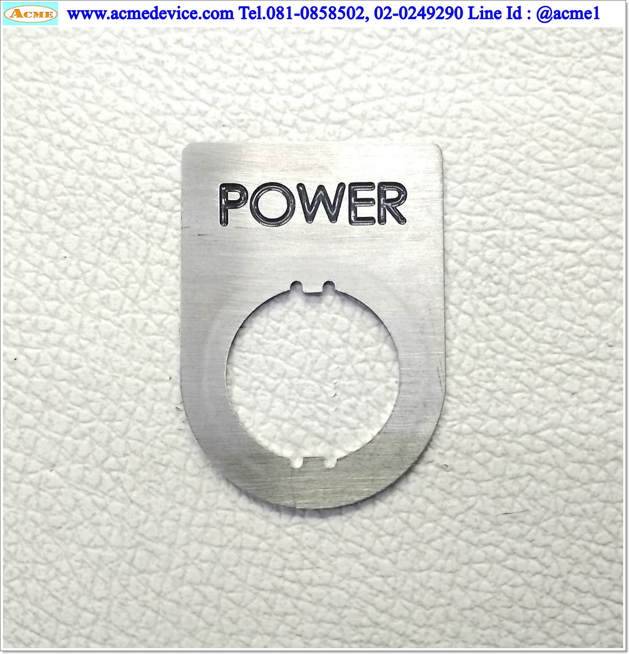 Name plate ตู้คอนโทรล POWER, Dai 22 mm. ขนาด 34 x 47 x 1.0 mm