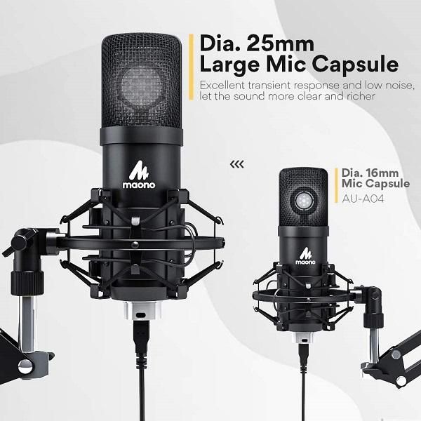 ชุดไมโครโฟน MAONO AU-A425 Large-Diaphragm Condenser Microphone Kit