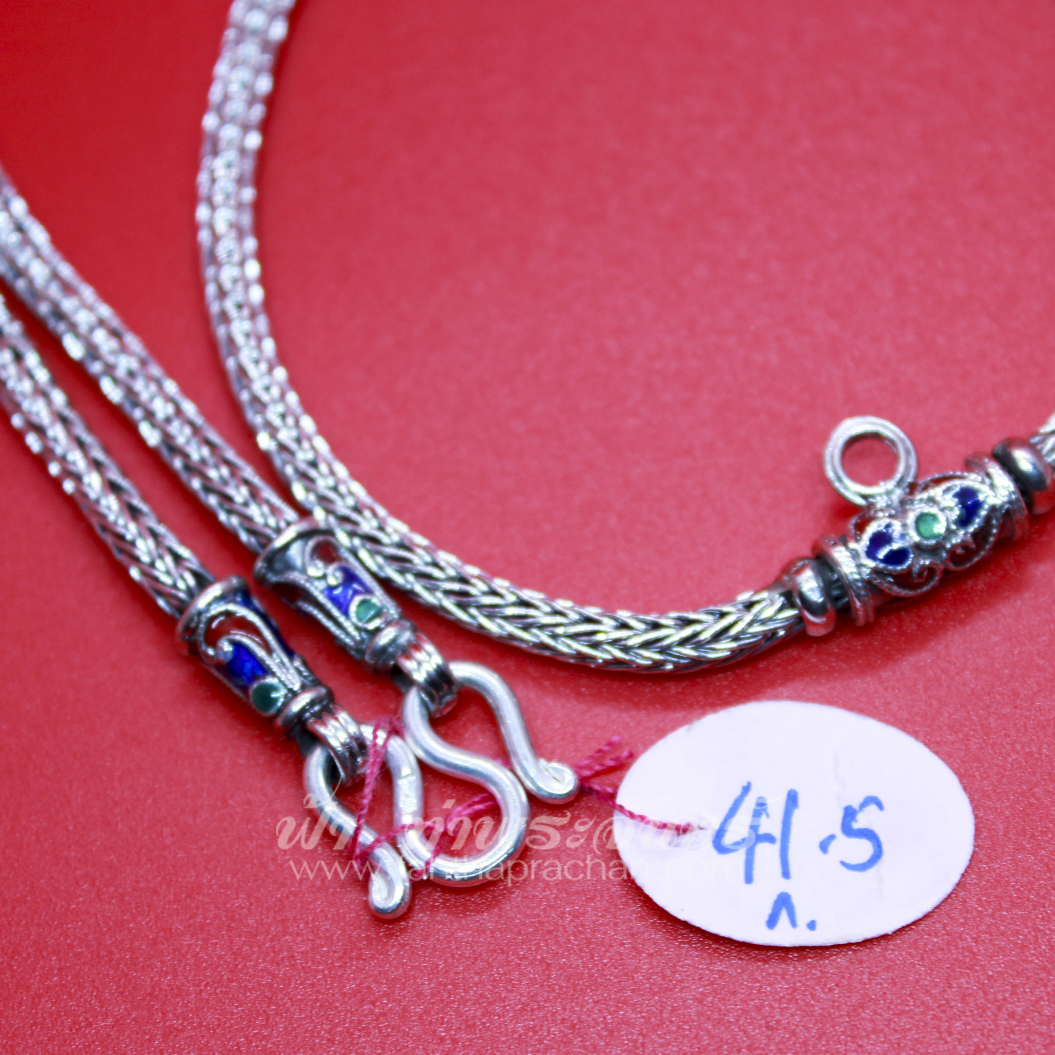 สร้อยคอเงินแท้ 92.5 ลายหกเสา หัวจรวด รมดำ