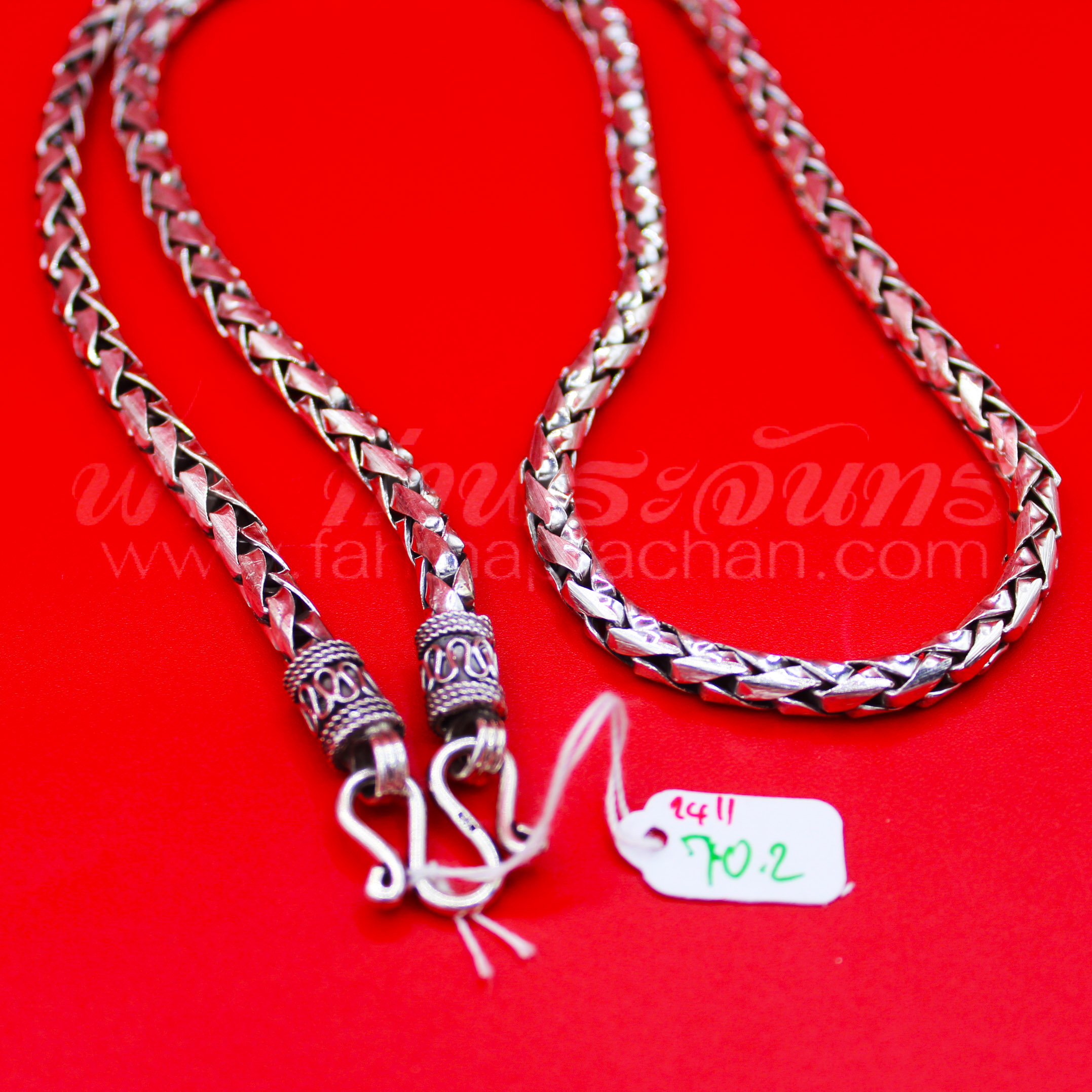 สร้อยคอเงินแท้ 92.5 ลายเปียกลม หัวจรวด รมดำ