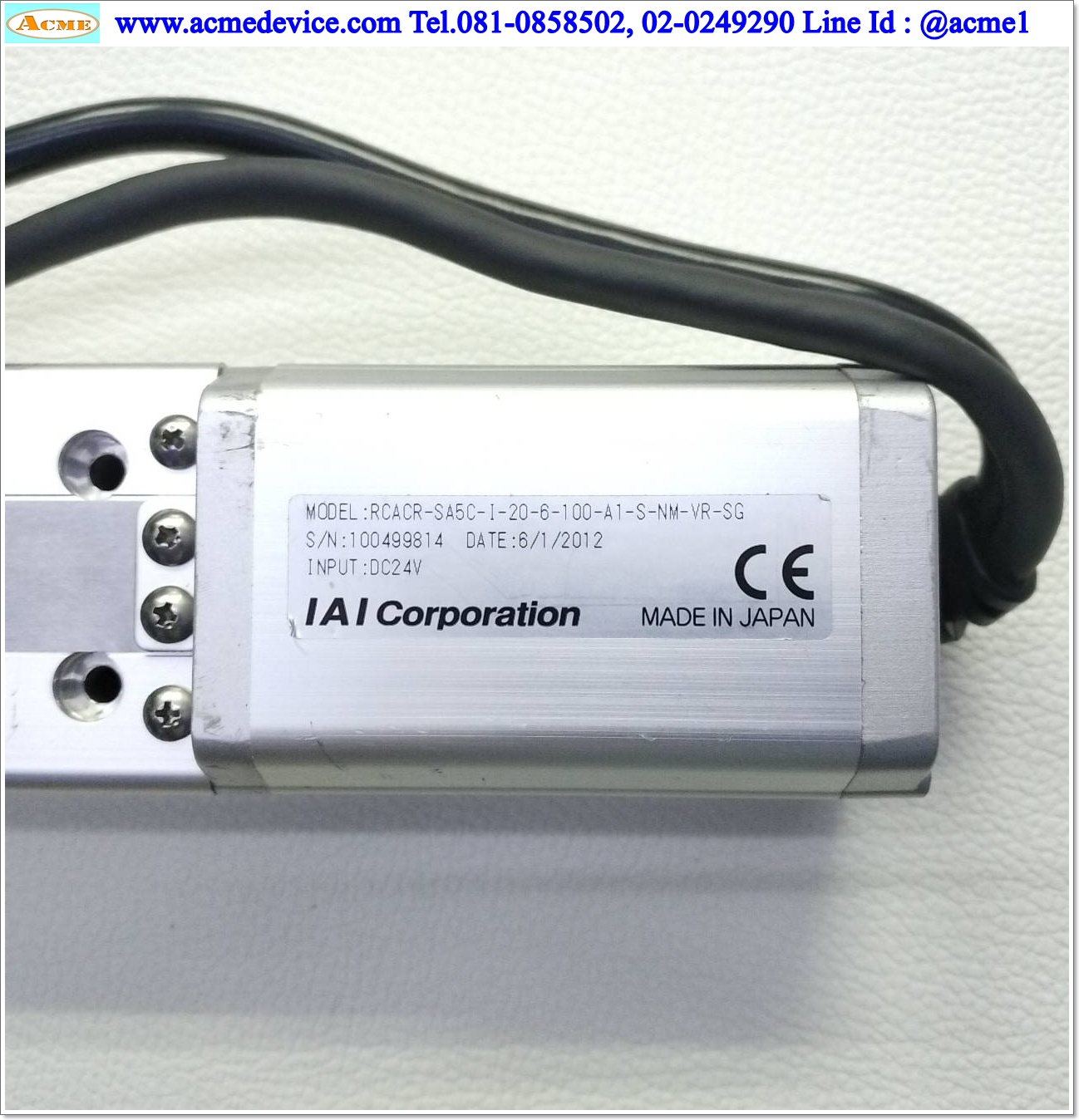 Slider IAI Drive รุ่น ACON-C-20I-NP-2-0-WT & RCACR-SA5C-I-20-6-100-A1-S-NM-VR-SG, Stroke 100 mm.