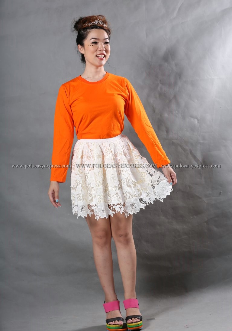 เสื้อยืด สีส้ม คอกลม แขนยาว Size L