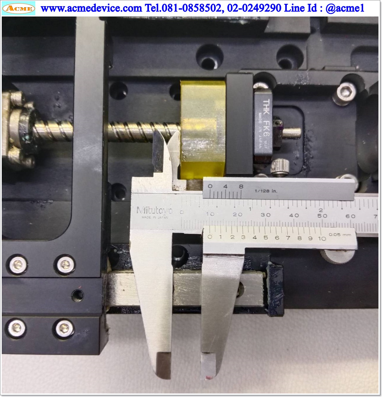 แกนสำเร็จรูป Ball Screw THK รุ่น FK6, ขนาด 155 mm. x 255 mm., Stroke 55 mm., เพลาโต 8 mm., Pit 10 mm.