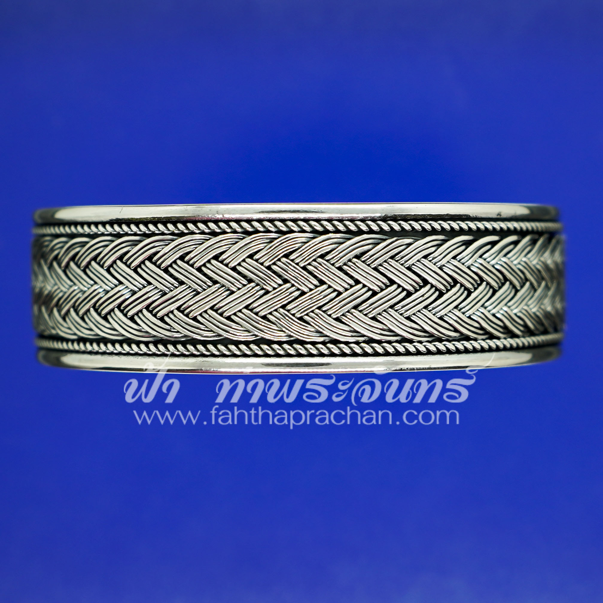 กำไลข้อมือเงินแท้ ลายฉลุ เปียคู่