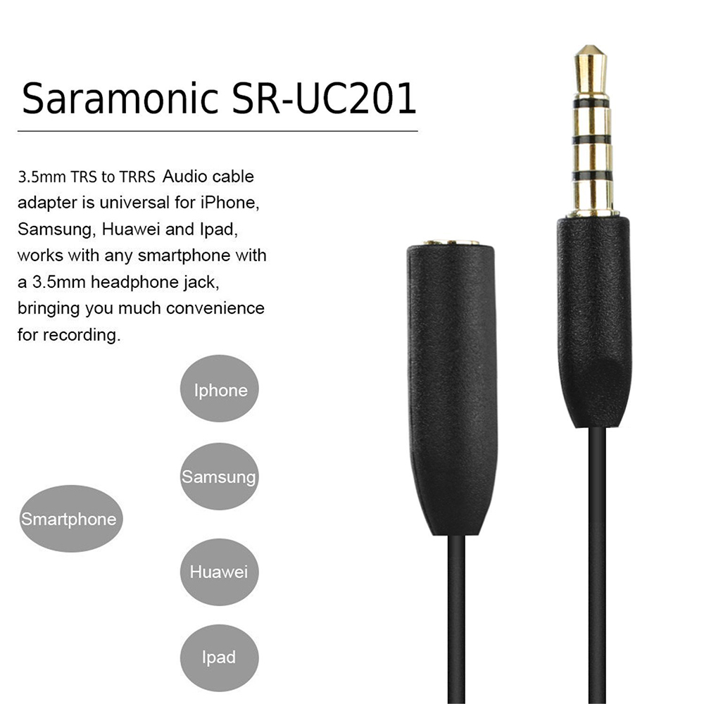 Saramonic SR-UC201 3.5mm Female TRS Microphone Adapter Cable to 3.5mm Male TRRS for iPhone, iPad, and Android Smartphones and Tablets รับประกันศูนย์ไทย 1 ปี