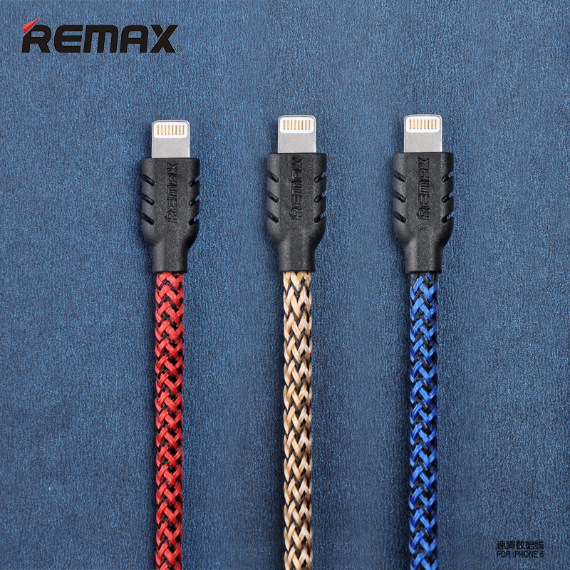 สายชาร์จแบบถัก REMAX แท้ สำหรับ iPhone6/plus/5s/5 (สีเหลือง) 1เมตร