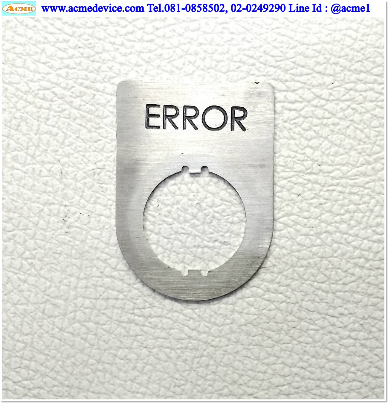 Name plate ตู้คอนโทรล ERROR, Dai 22 mm. ขนาด 34 x 47 x 1.0 mm