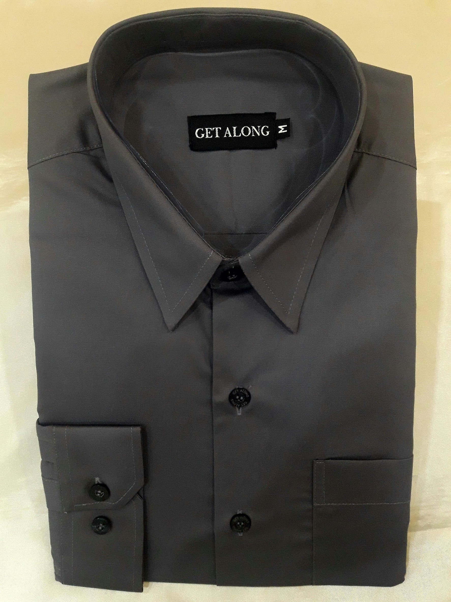 เสื้อเชิ๊ตผู้ชายสีเทาเข้ม (Size : M)