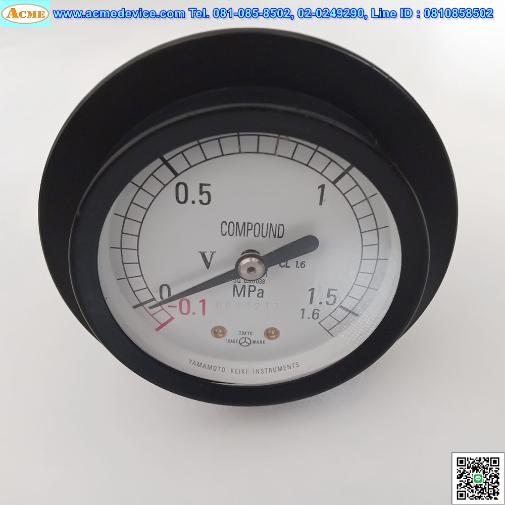 Pressure Gauge Yamamoto รุ่น JISB7505-1, -0.1 to 1.6MPa