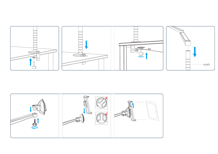 แขนยึดจับมือถือ แท็บเล็ต 12.9" แบบยึดขอบโต๊ะ แข็งแรงทนทาน (รุ่น OA-2S B)