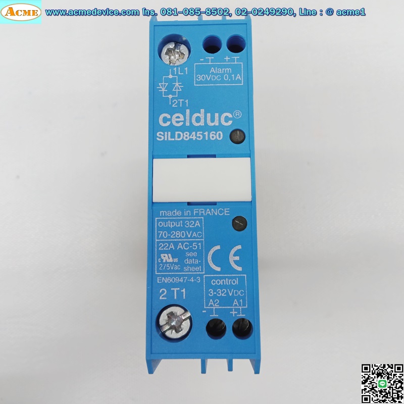 Solid State Relay celduc รุุ่น Sild845160, Input 3 to 32 Vdc, Output 70 to 280Vac 32A