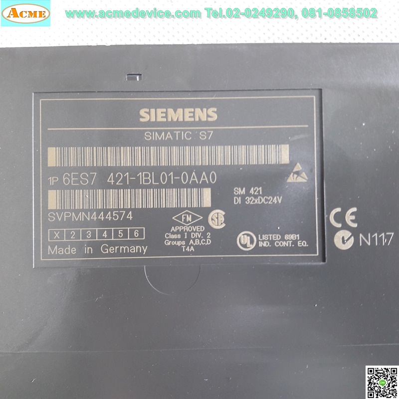 PLC Siemens Simatic, S7-400 รุ่น 6ES7421-1BL01-0AA0, Input Module