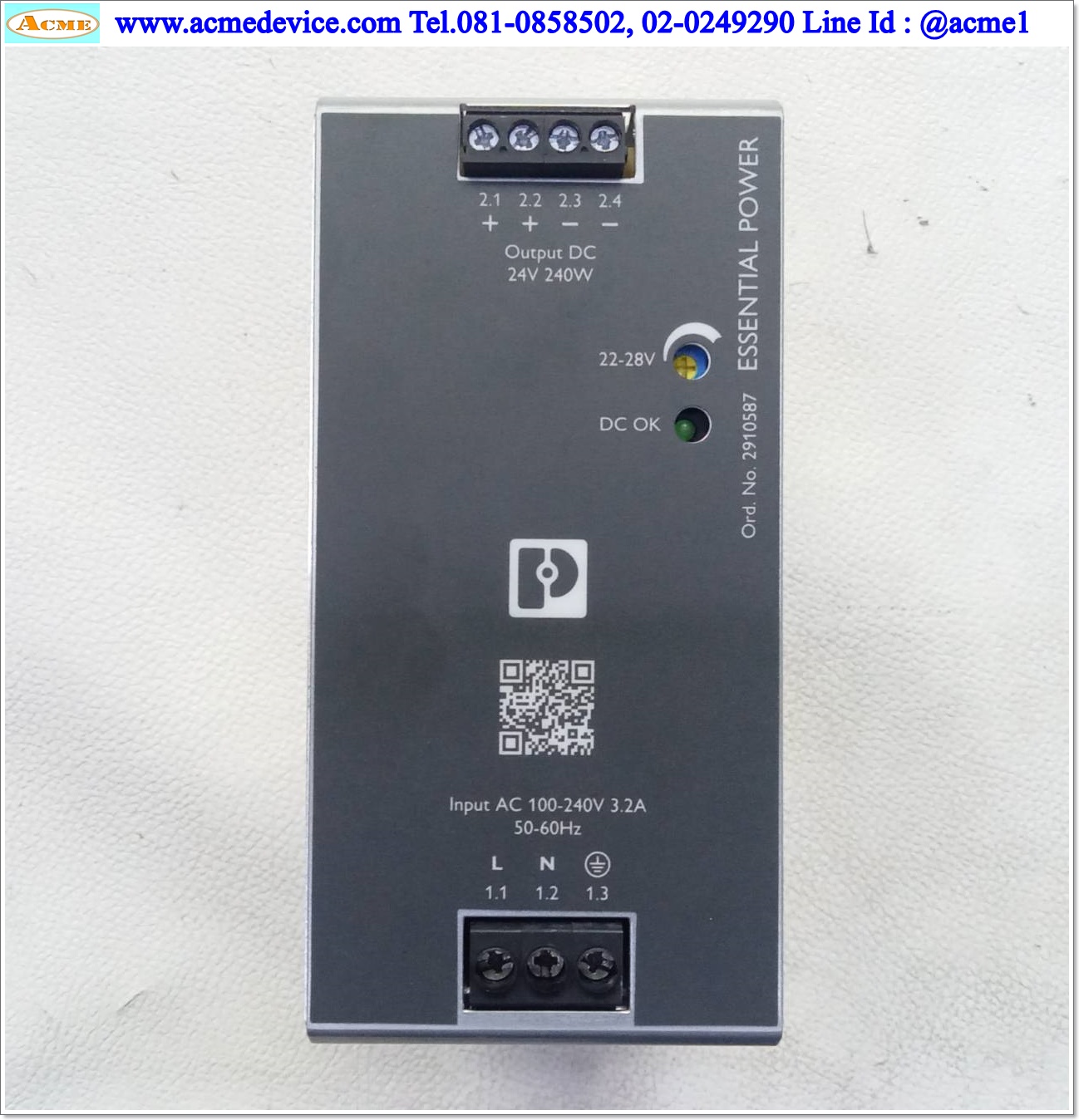 Power Supply Phoenix contact รุ่น ESSENTIAL-PS/1AC/24DC/240W/EE, Output 24V, 10A, 240W