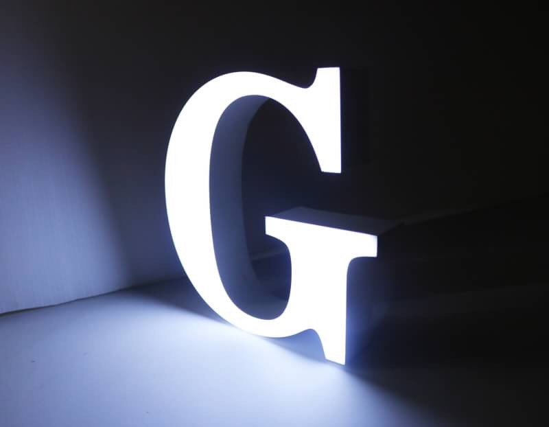 ตัวอักษรอะคริลิค ติดไฟออกหน้าled ขอบอลูมิเนียมไม่มีคิ้ว - ไฟสว่างเต็มตัวอักษร