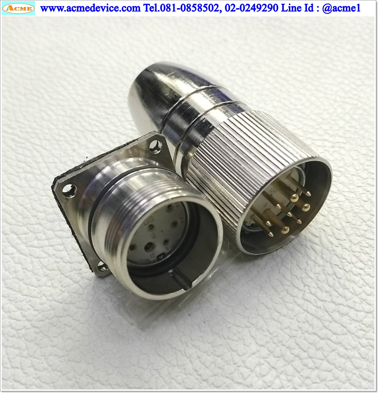 Connector CONINVERS รุ่น RC Series, M23, 9(6+3) Pin,1mm x6, 2mm x3, 8/20A, 150Vac, Solder, (ตัวรับตัวเมีย)