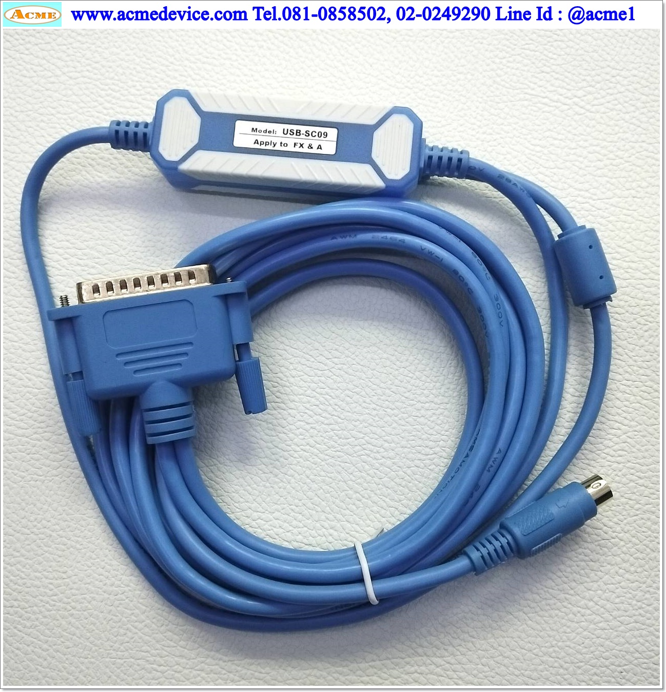 Download cable สายโหลด รุ่น USB-SC09 แบบ 2 หัว, ใช้กับ PLC Mitsubishi ,FX & A Series