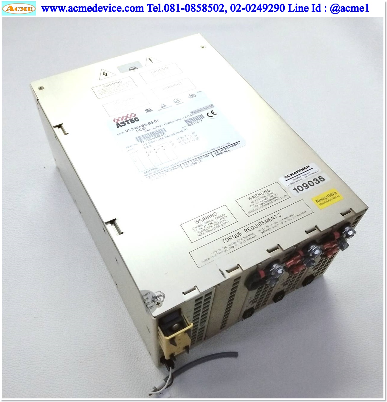 Power Supply ASTEC รุ่น VS3-B9-B9-B9-01(-CE), Output 48V, 12.5A (50V, 12A)