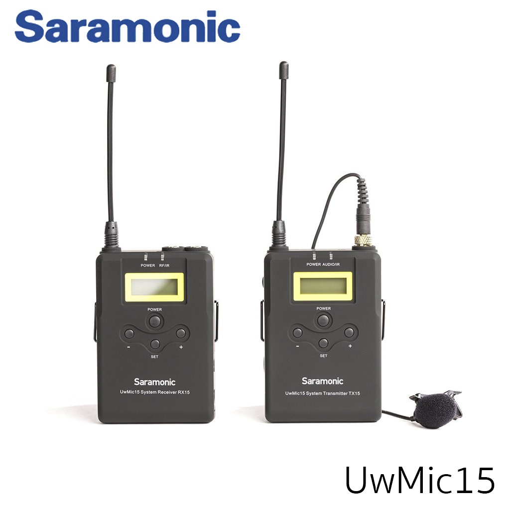 Saramonic UWMIC15 (RX15+TX15) 16-Channel Digital UHF Wireless Lavalier Microphone System with Bodypack Transmitter, Portable Receiver, Lav Mic, Shoe Mount, XLR3.5mm Outputs (RX15+TX15) รับประกันศูนย์ไทย 1 ปี