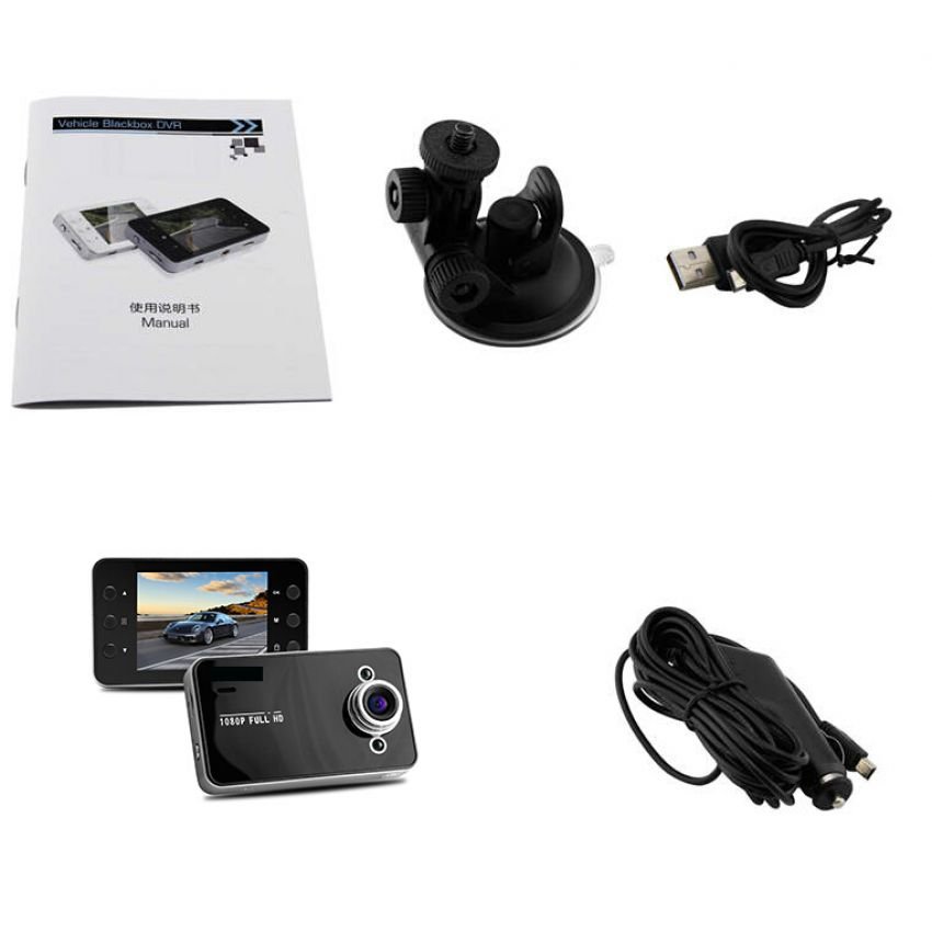 กล้องติดรถยนต์ FULL-HD 1080P (Anti-Shake K6000 แท้) สีดำ