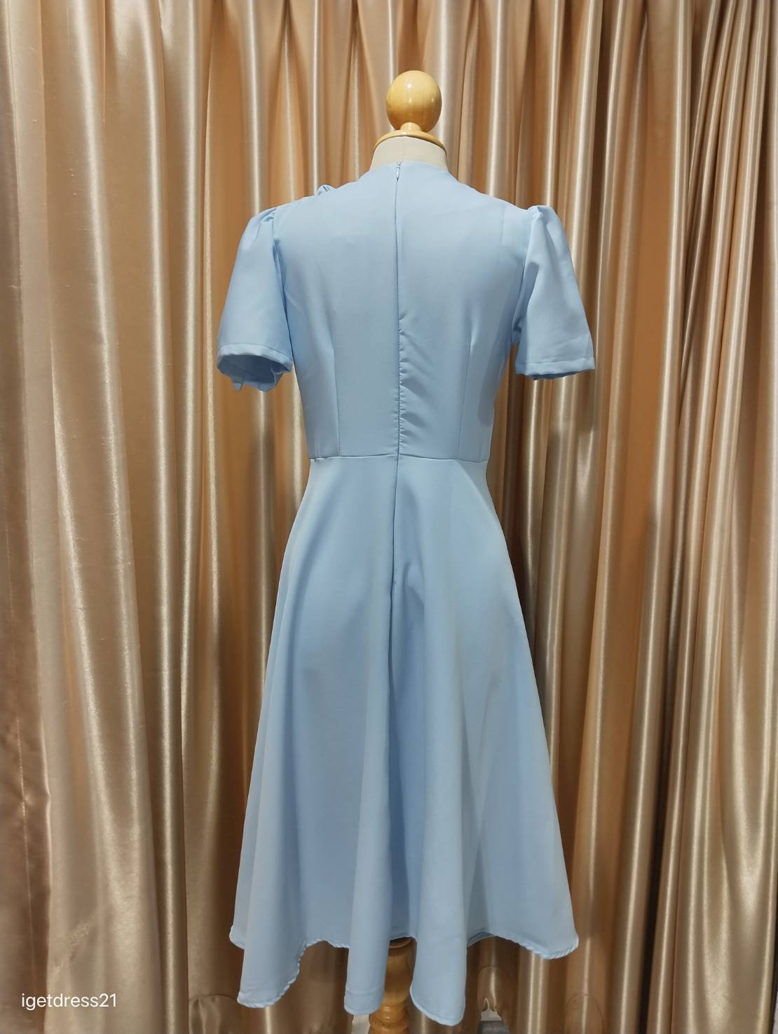 (PRE-LOVED) เดรสแต่งโบว์ สีฟ้า ไซส์ M