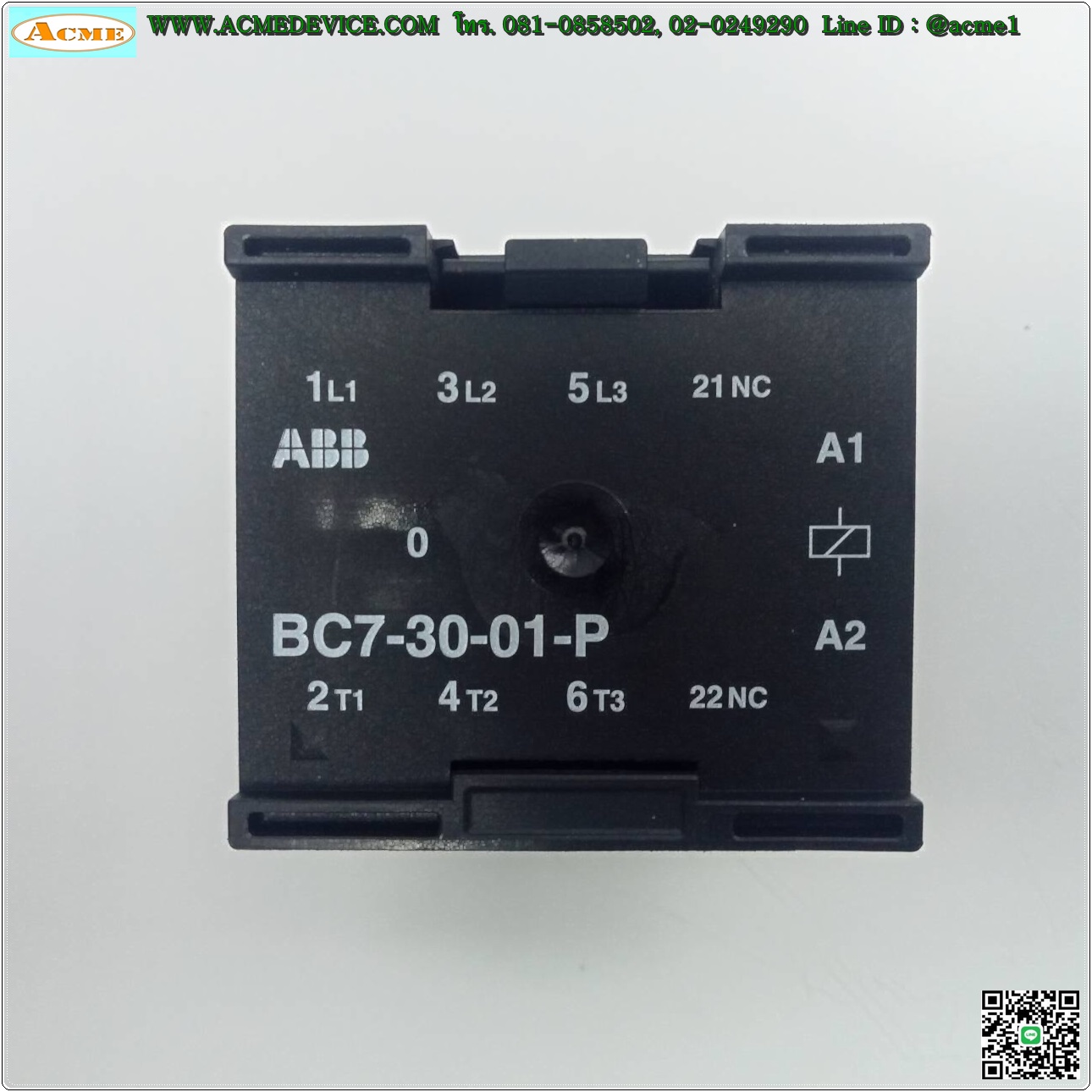 Magnetic Contactor ABB รุ่น BC7-30-01-P , Current Rating 12A, Coil 24Vdc