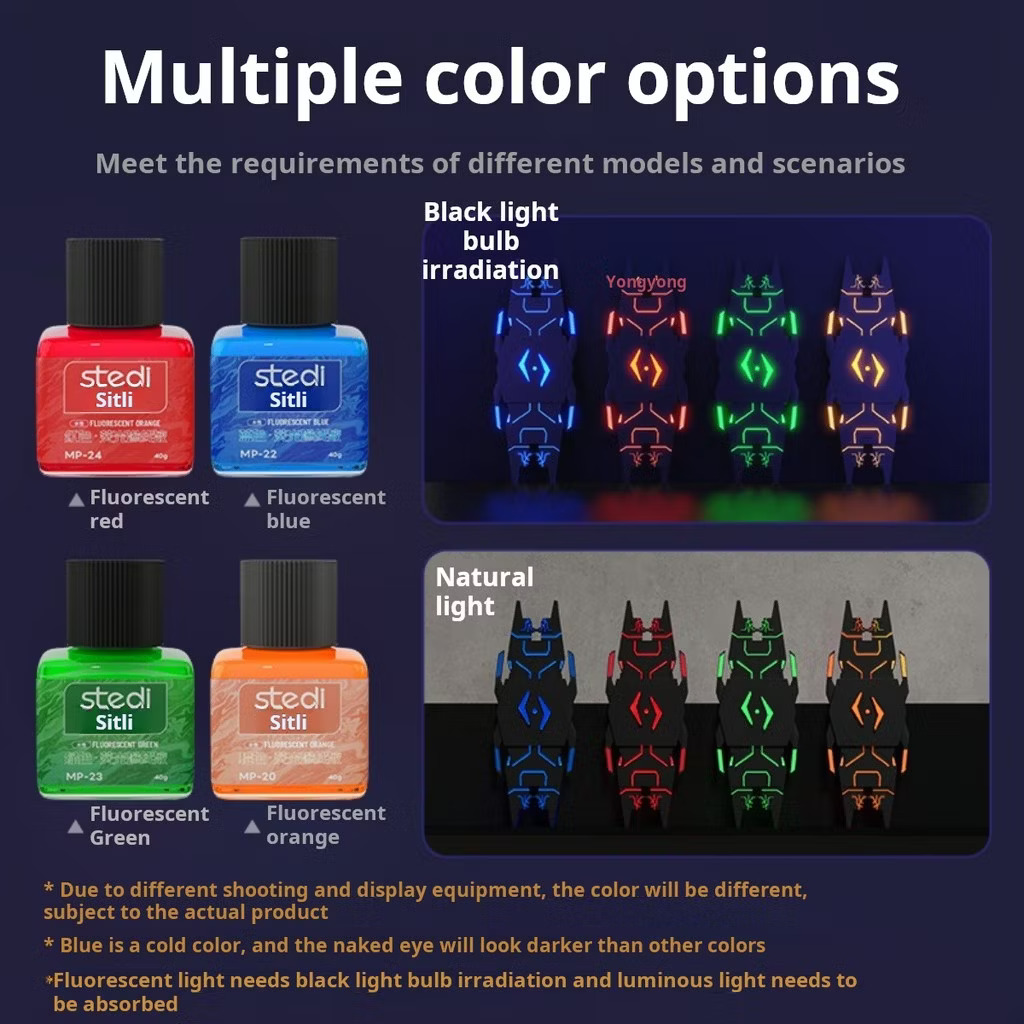 น้ำยาตัดเส้นสูตรน้ำ พาเนลไลน์สูตรน้ำ สะท้อนแสง Water Based Panel Line Accent Color Fluorescent Color ขนาด 40 ml. STEDI เครื่องมือ อุปกรณ์ต่อโมเดล กันดั้ม กันพลา