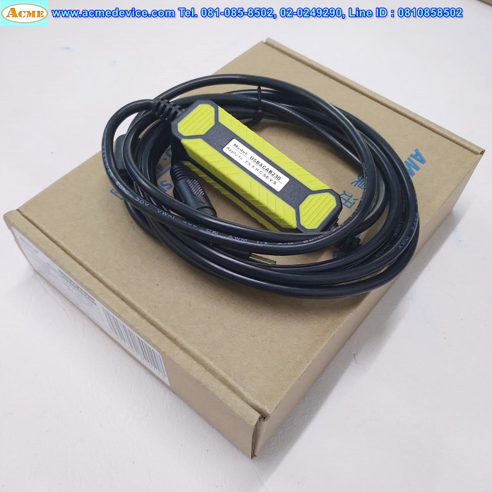 Download cable สายโหลด รุ่น USB-ACAB230, USB-DVP, ใช้กับ PLC Delta ES/X/H/C/SE/V/S/DVP (2.5 m.)