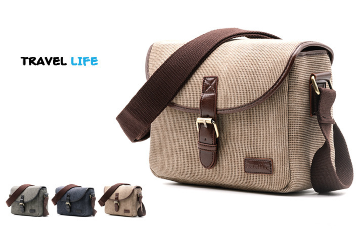 กระเป๋ากล้องยี่ห้อ TRAVEL LIFE ทำจากผ้า สำหรับกล้องDSLR MIRRORLESS