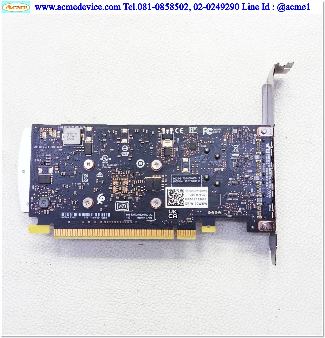 Computer Workstation Precision Dell รุ่น Precision 5820, Intel Xeon W-2223 CPU@3.60GHz, 16GB 2x8GB DDR4 3200MHz, Quadro T1000 4GB GDDR5 Low Profile, 1TB 7200rpm SATA Hard Drive