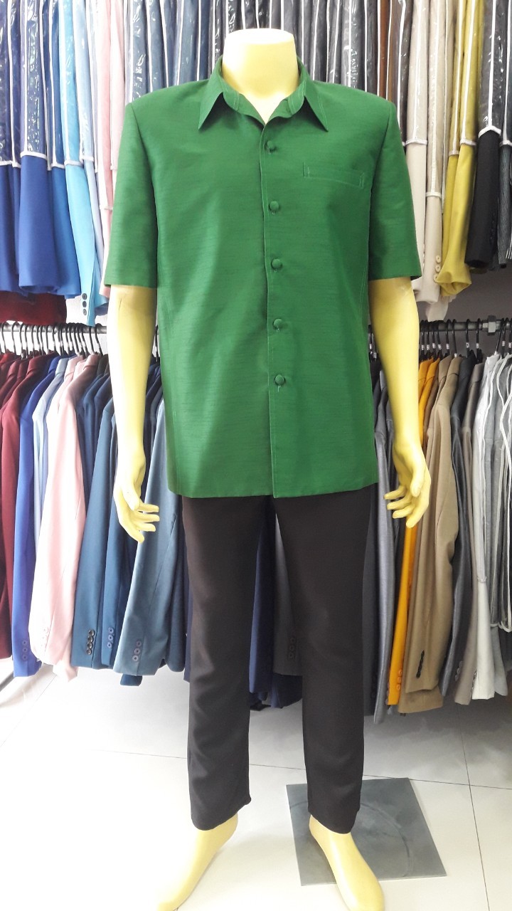 เสื้อซาฟารีสีเขียวเข้ม(XL)