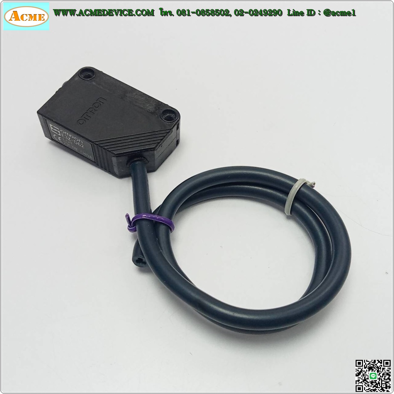 Photoelectric Omron รุ่น E3Z-D62, ระยะ 1M, NPN, Light-ON / Dark-ON, (รับส่งในตัว), (สายยาว 20-30 cm.)